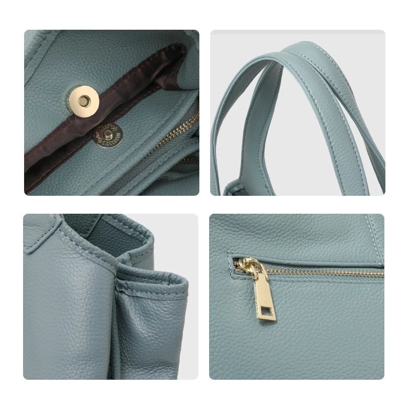 Genuine Leather Large-Capacity Tote Bag - Minimalist Cowhide Shoulder Handbag Trendha