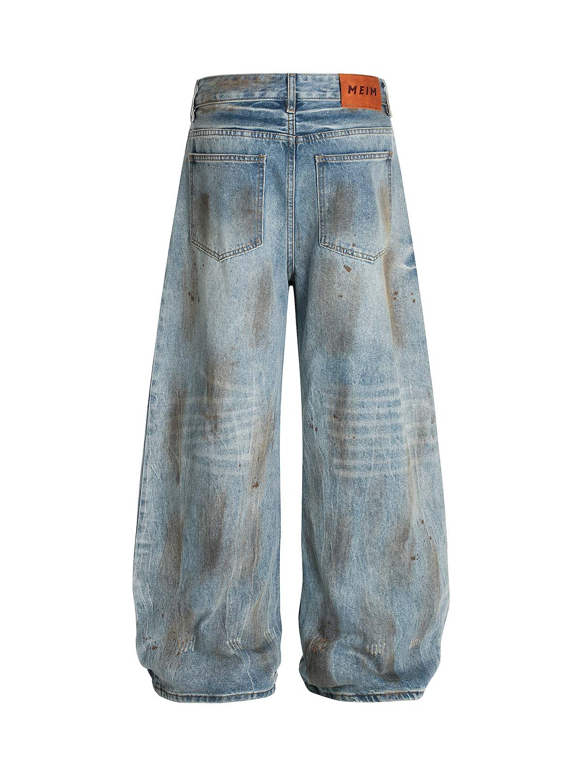 Washed Distressed Ripped Barrel Jeans - Goatlv