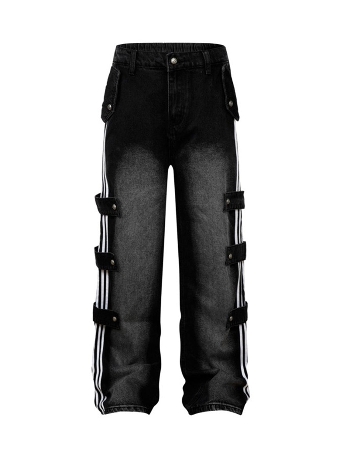 Street Stripe Paneled Work Jeans - Goatlv