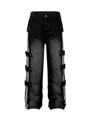 Street Stripe Paneled Work Jeans - Goatlv