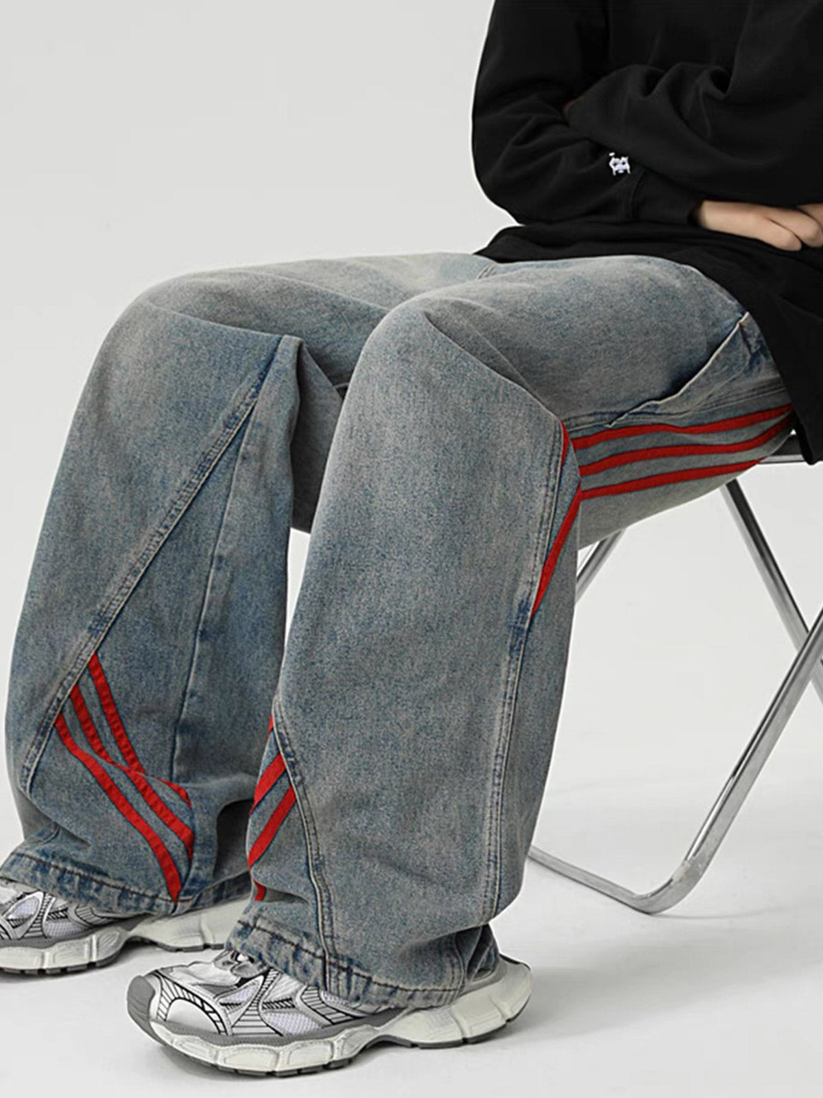 Goatlv American Retro Contrast Washed Jeans - Goatlv