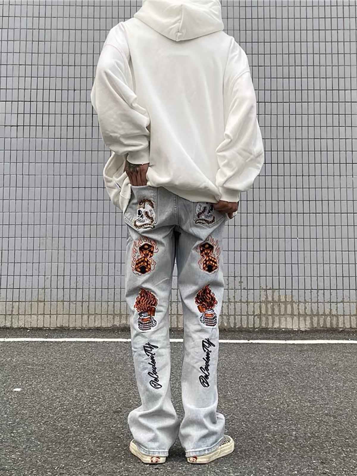 Goatlv High Street Embroidery Retro Jeans - 1574