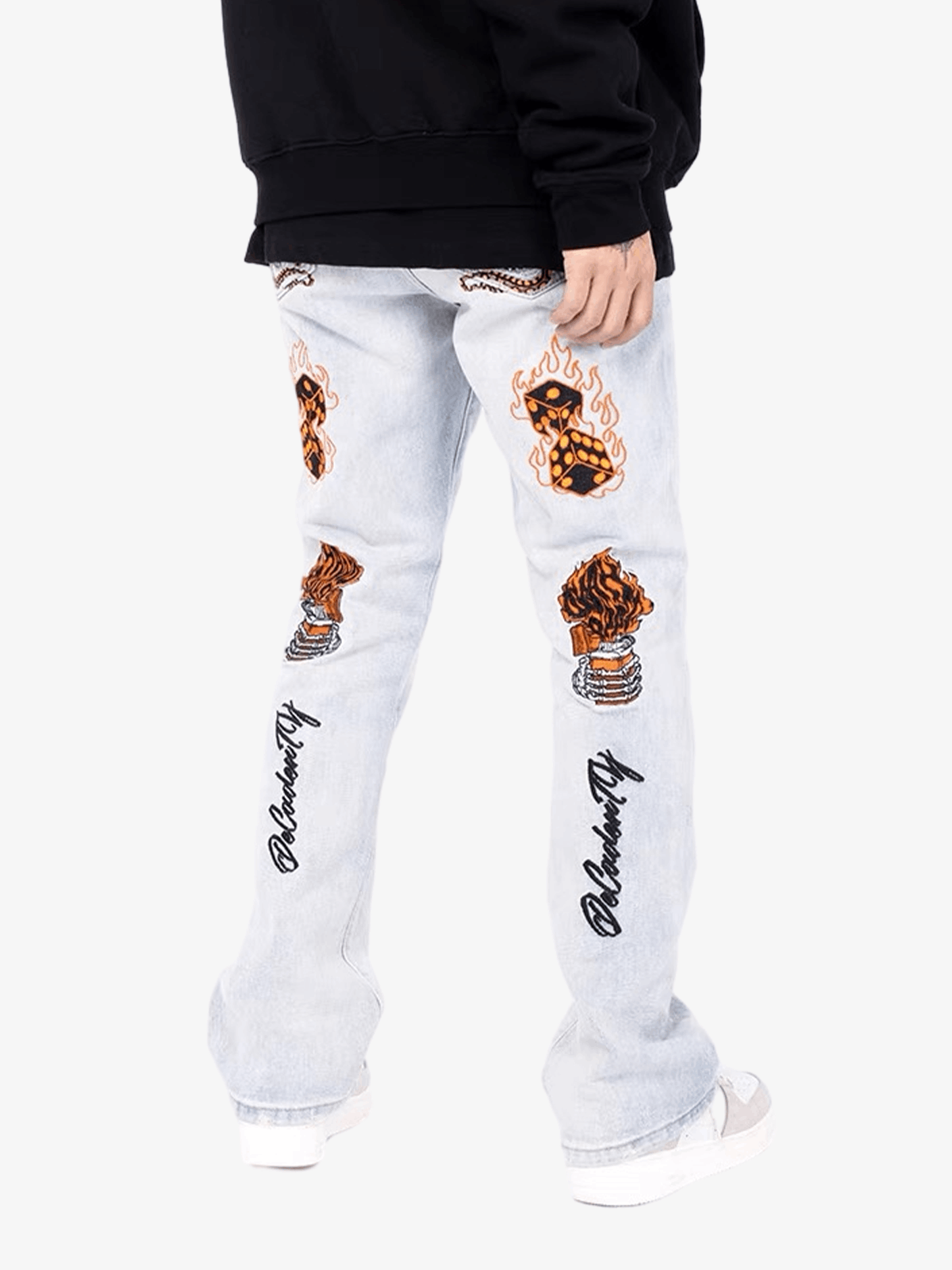 Goatlv High Street Embroidery Retro Jeans - 1574 - Goatlv