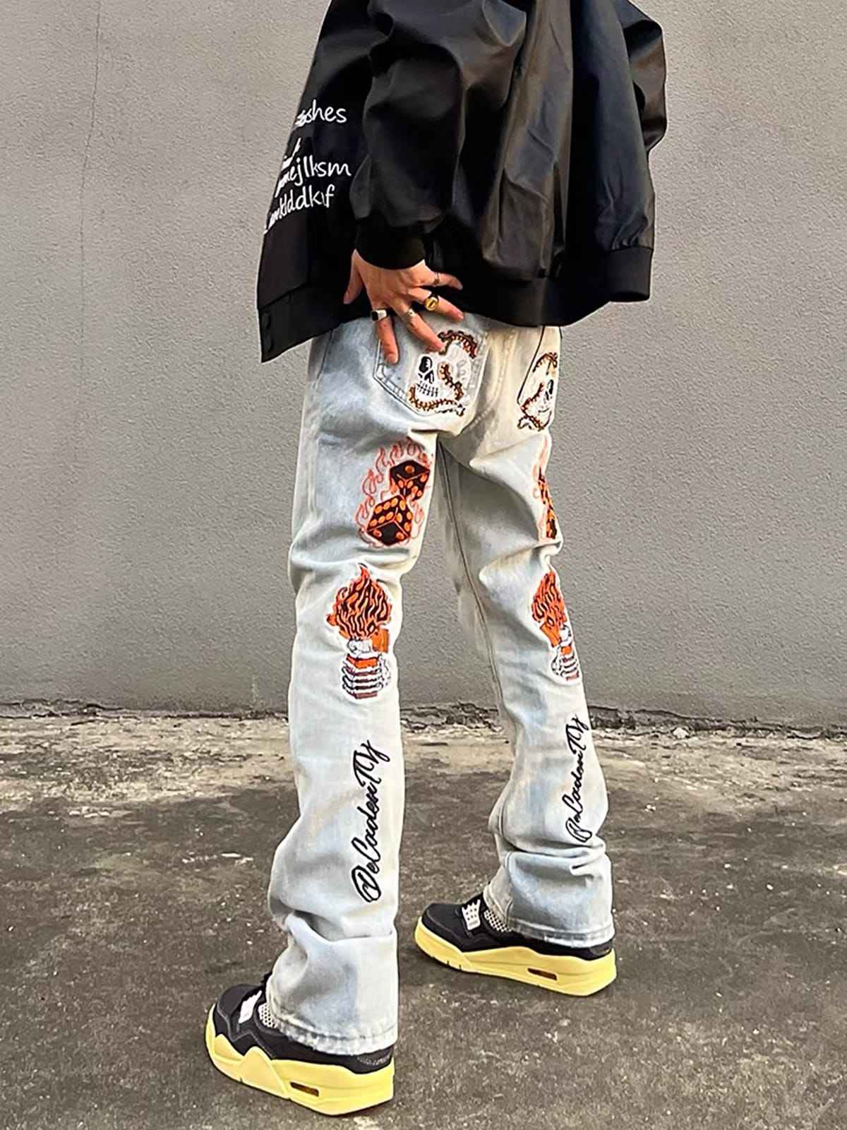 Goatlv High Street Embroidery Retro Jeans - 1574