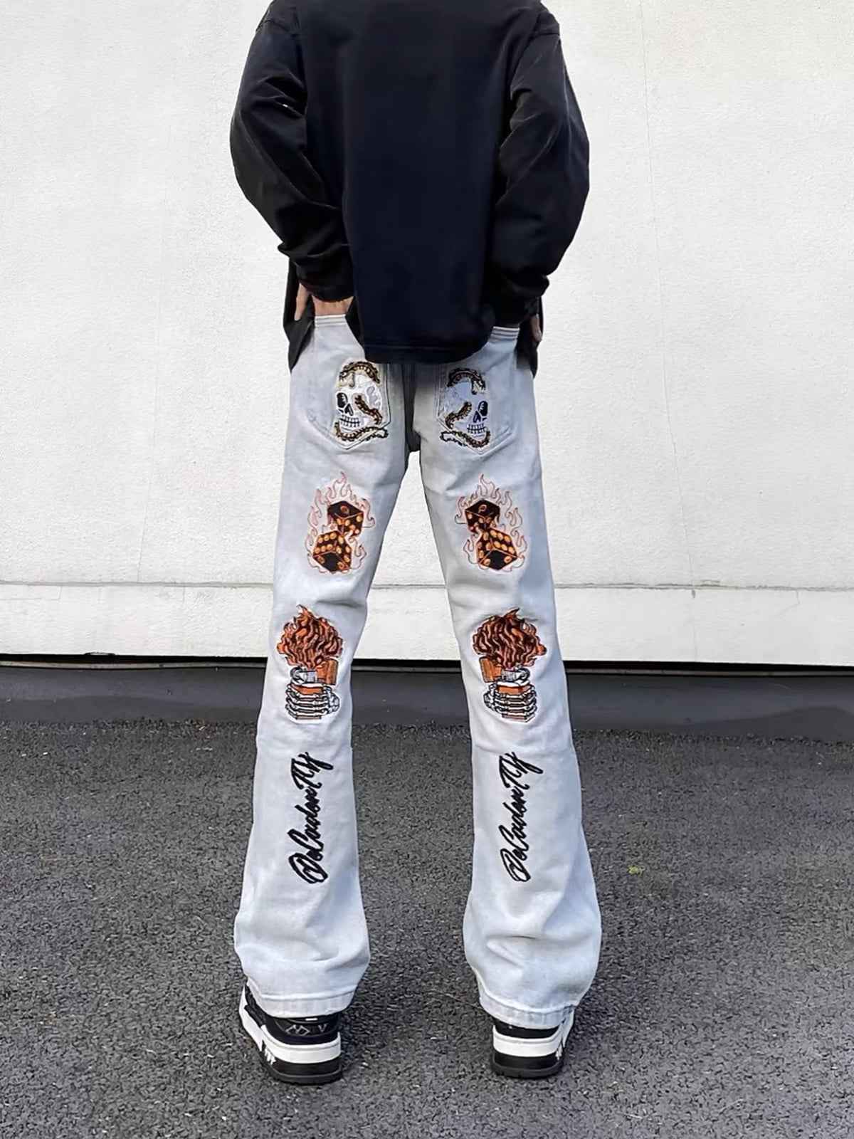 Goatlv High Street Embroidery Retro Jeans - 1574