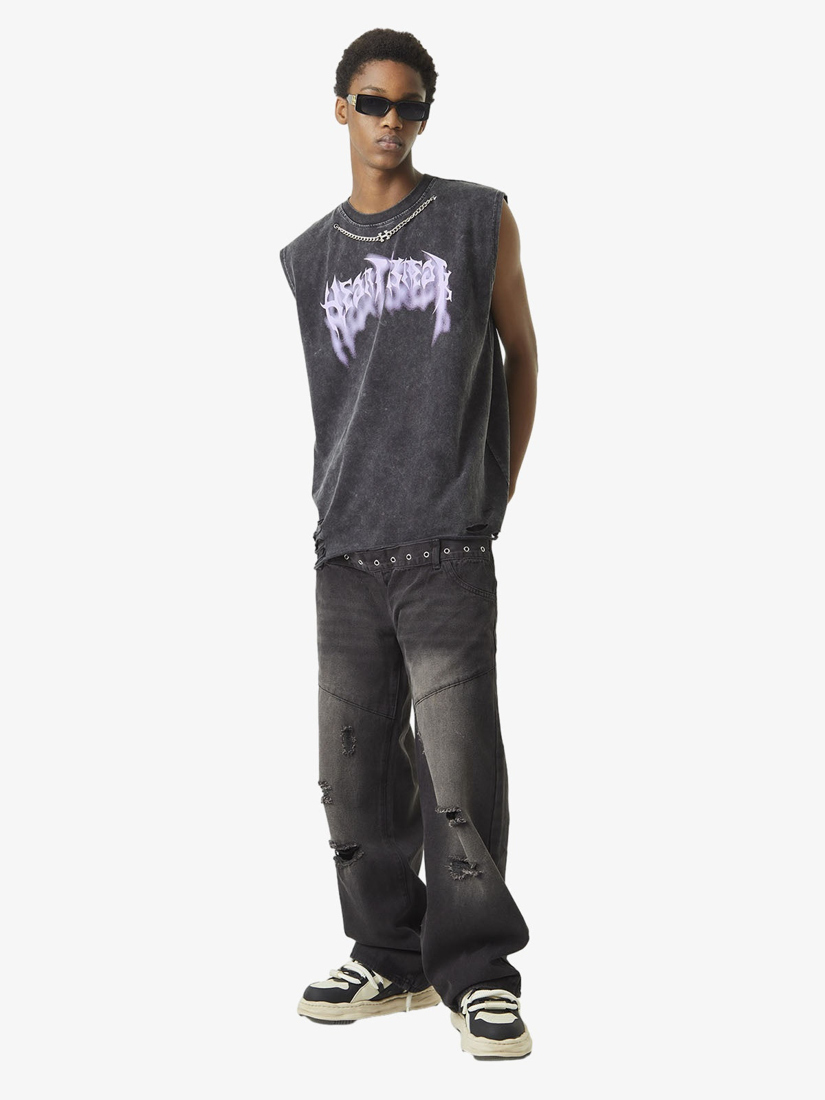 Vintage Washed Distressed Jeans - Goatlv
