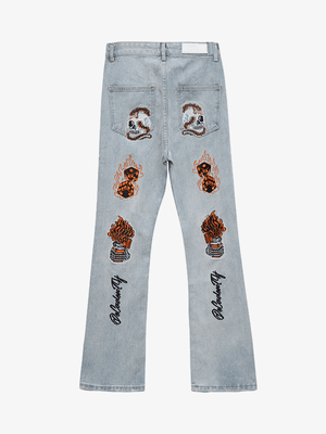 Goatlv High Street Embroidery Retro Jeans - 1574 - Goatlv