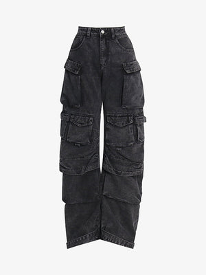Goatlv Street Stitching Multi-Pocket Workwear Washed Jeans - 2209 - Goatlv