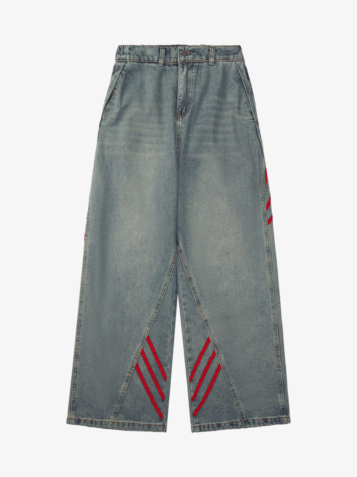 Goatlv American Retro Contrast Washed Jeans - Goatlv