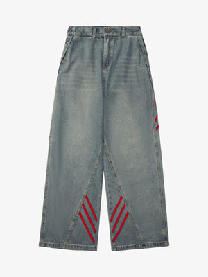 Goatlv American Retro Contrast Washed Jeans - Goatlv