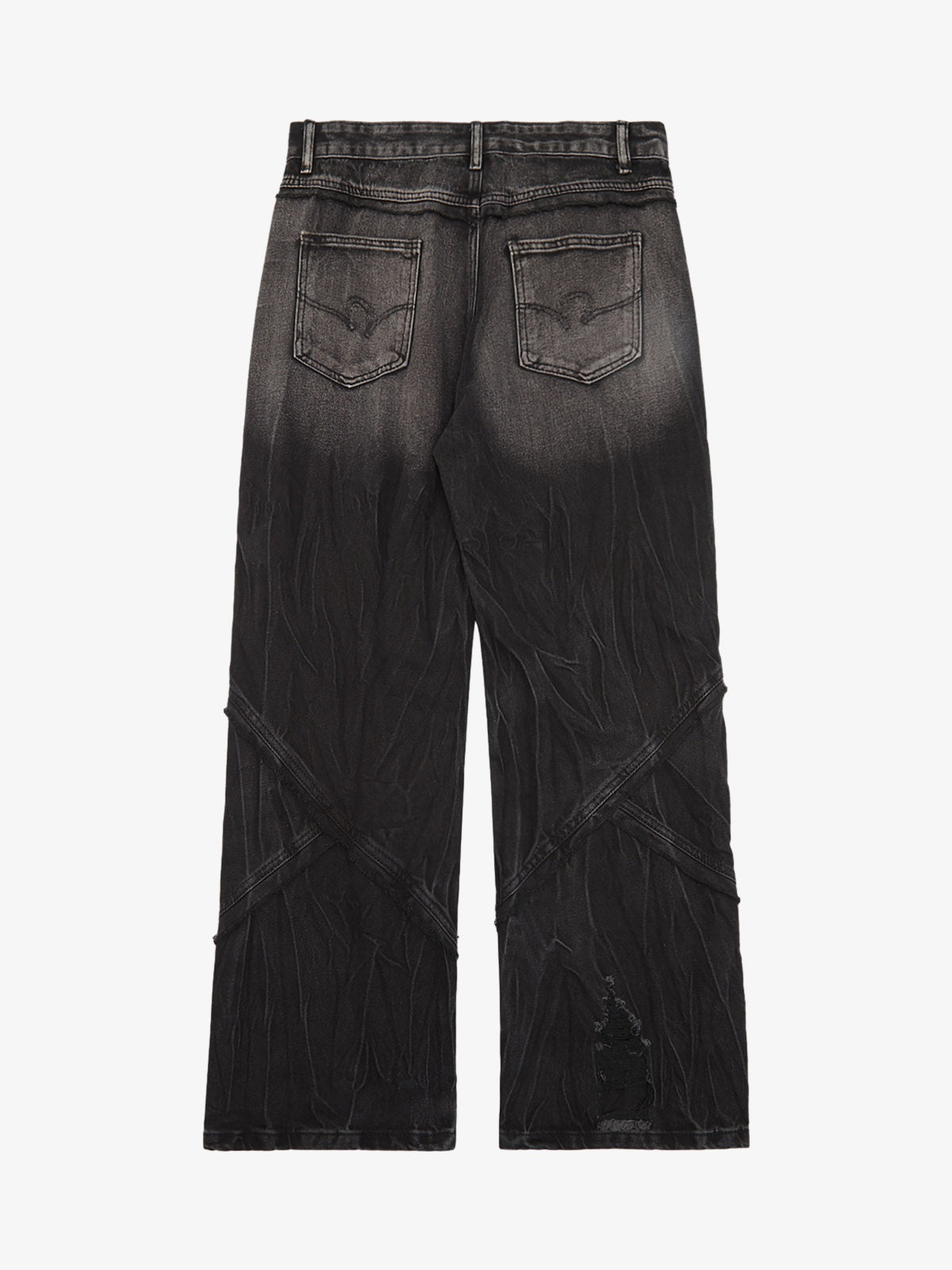 Goatlv Heavy Washed Ripped Plaid Stitching Hip-Hop Jeans - 2174 - Goatlv