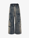 Goatlv Wide Leg Multi-Pocket Straight Leg Loose Jeans - 1666