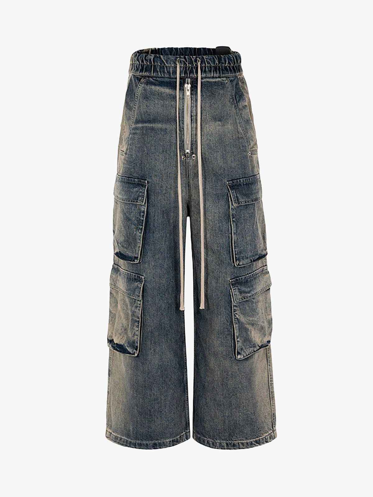 Goatlv Wide Leg Multi-Pocket Straight Leg Loose Jeans - 1666