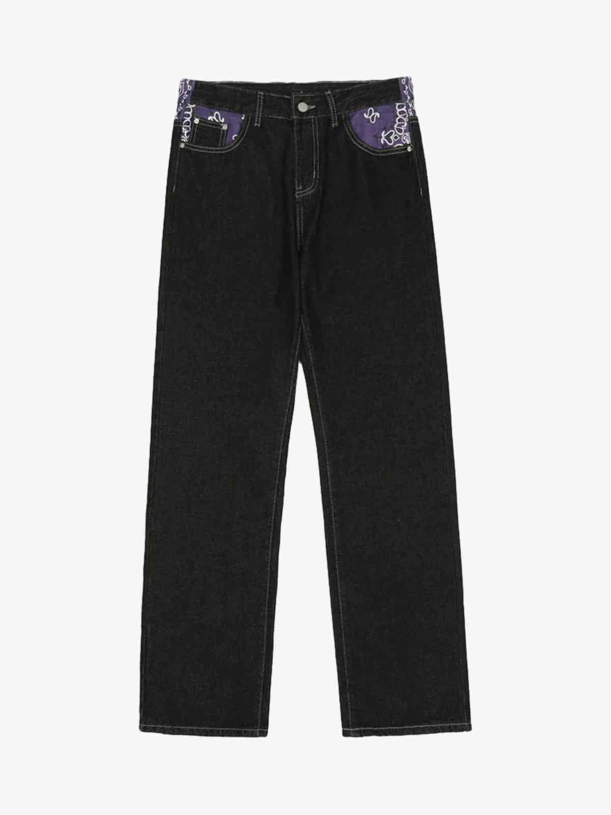 Goatlv Petal Letter Straight Jeans