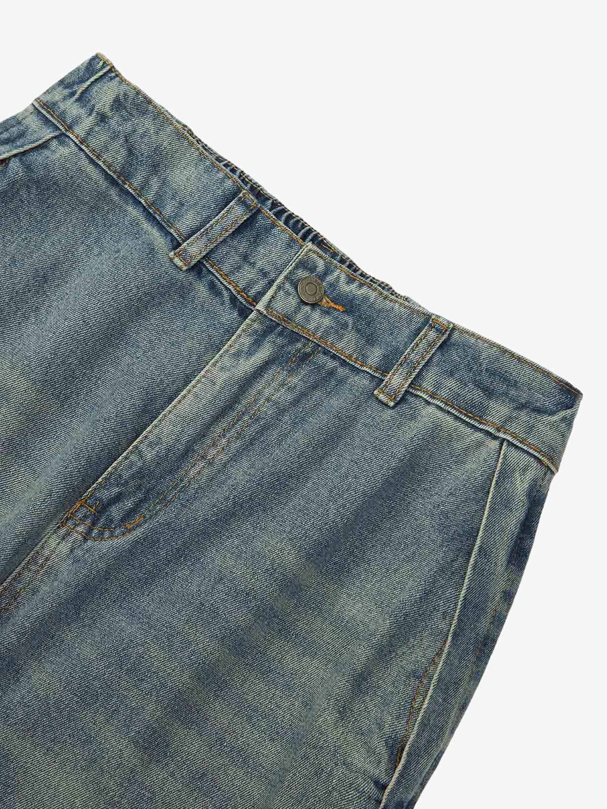 Goatlv American Retro Contrast Washed Jeans - Goatlv