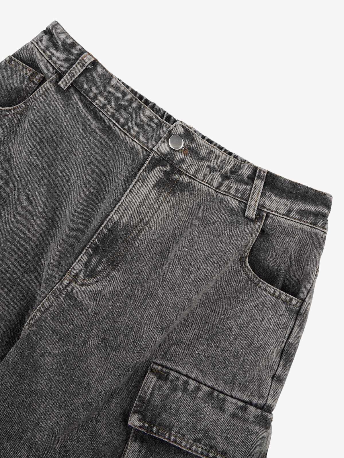 Goatlv Street Stitching Multi-Pocket Workwear Washed Jeans - 2209 - Goatlv