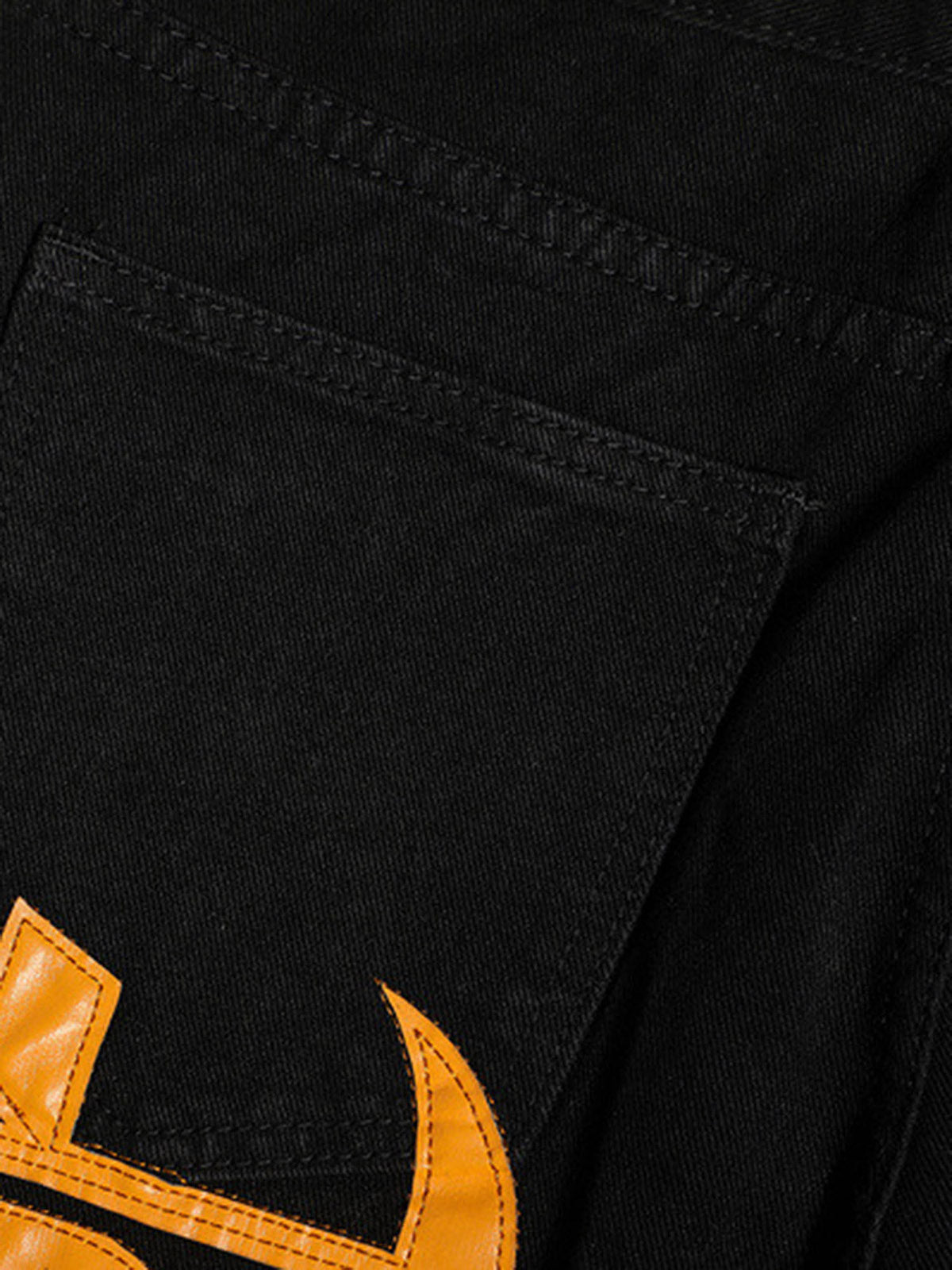 Goatlv Burning Text Embroidered Letters Jeans -1478 - Goatlv
