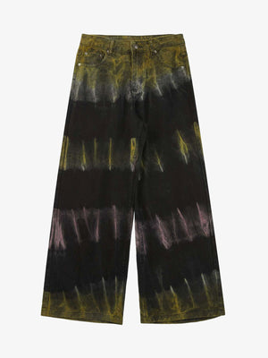 Goatlv Graffiti Fun Tie-Dye Straight Jeans - Goatlv