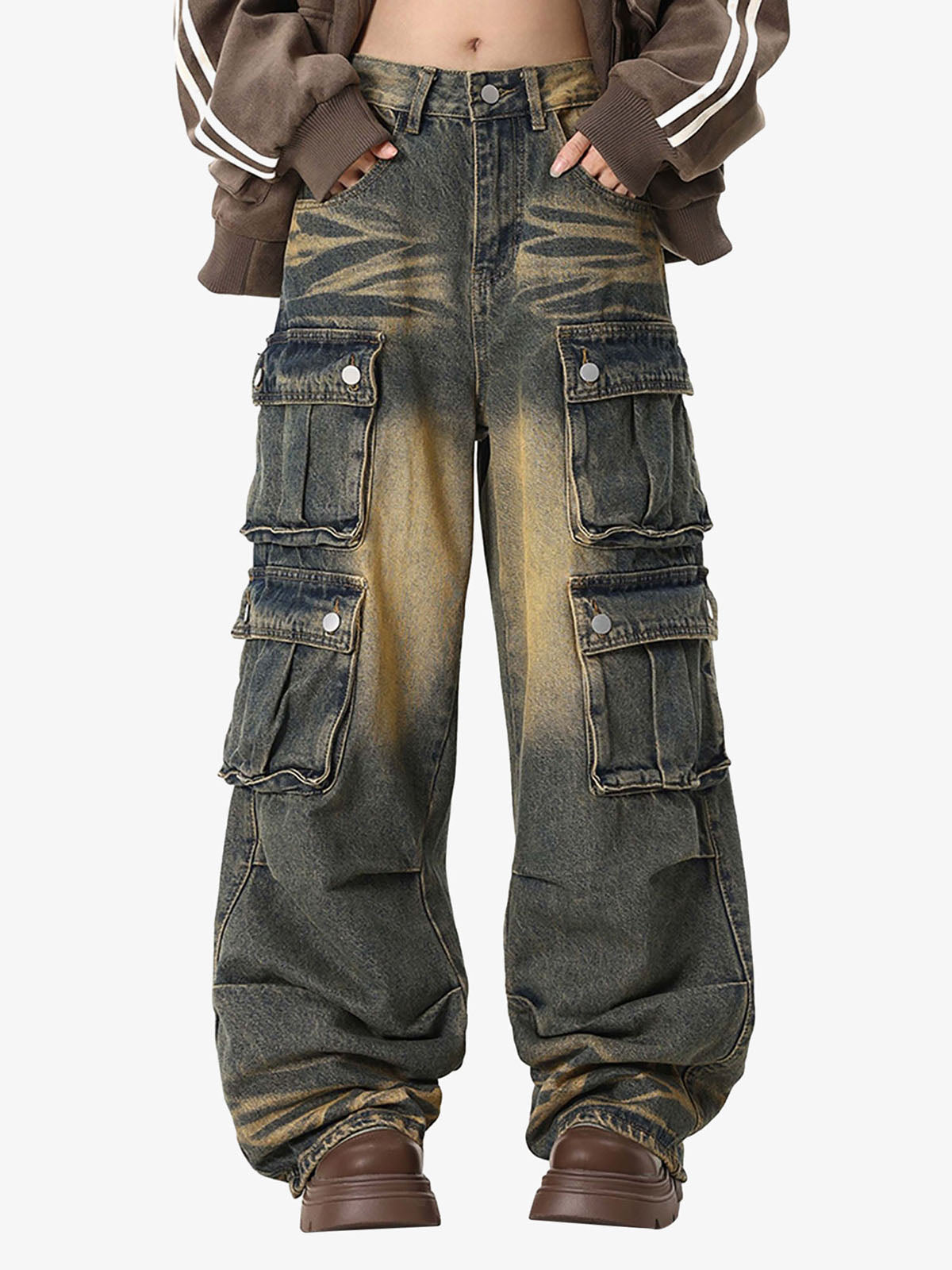 Goatlv Multi-pocket Cargo Jeans - 1919 - Goatlv