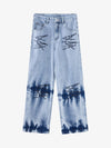 Niche Design Letter Embroidered Tie-dye Gradient Jeans - Goatlv