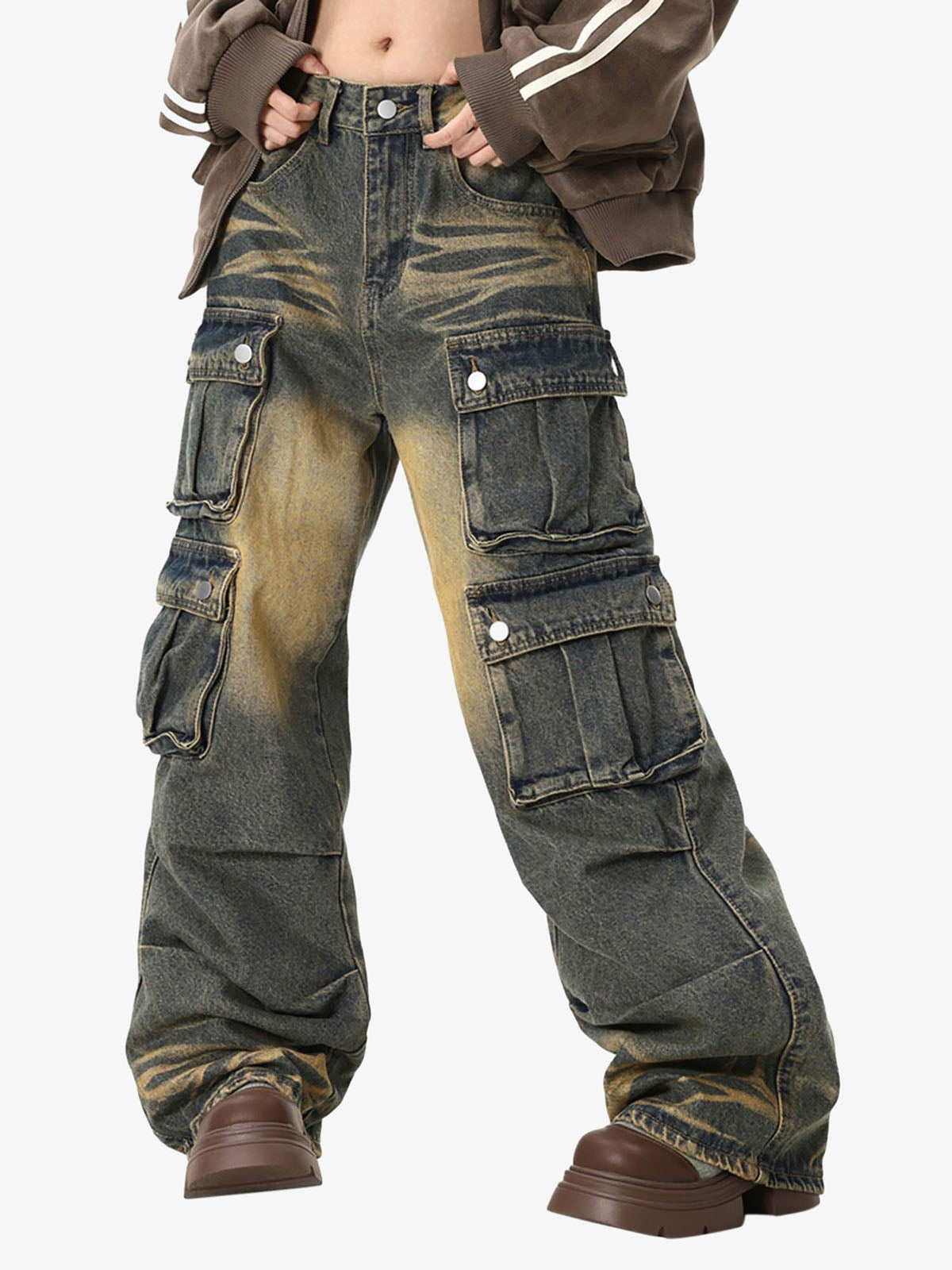 Goatlv Multi-pocket Cargo Jeans - 1919 - Goatlv