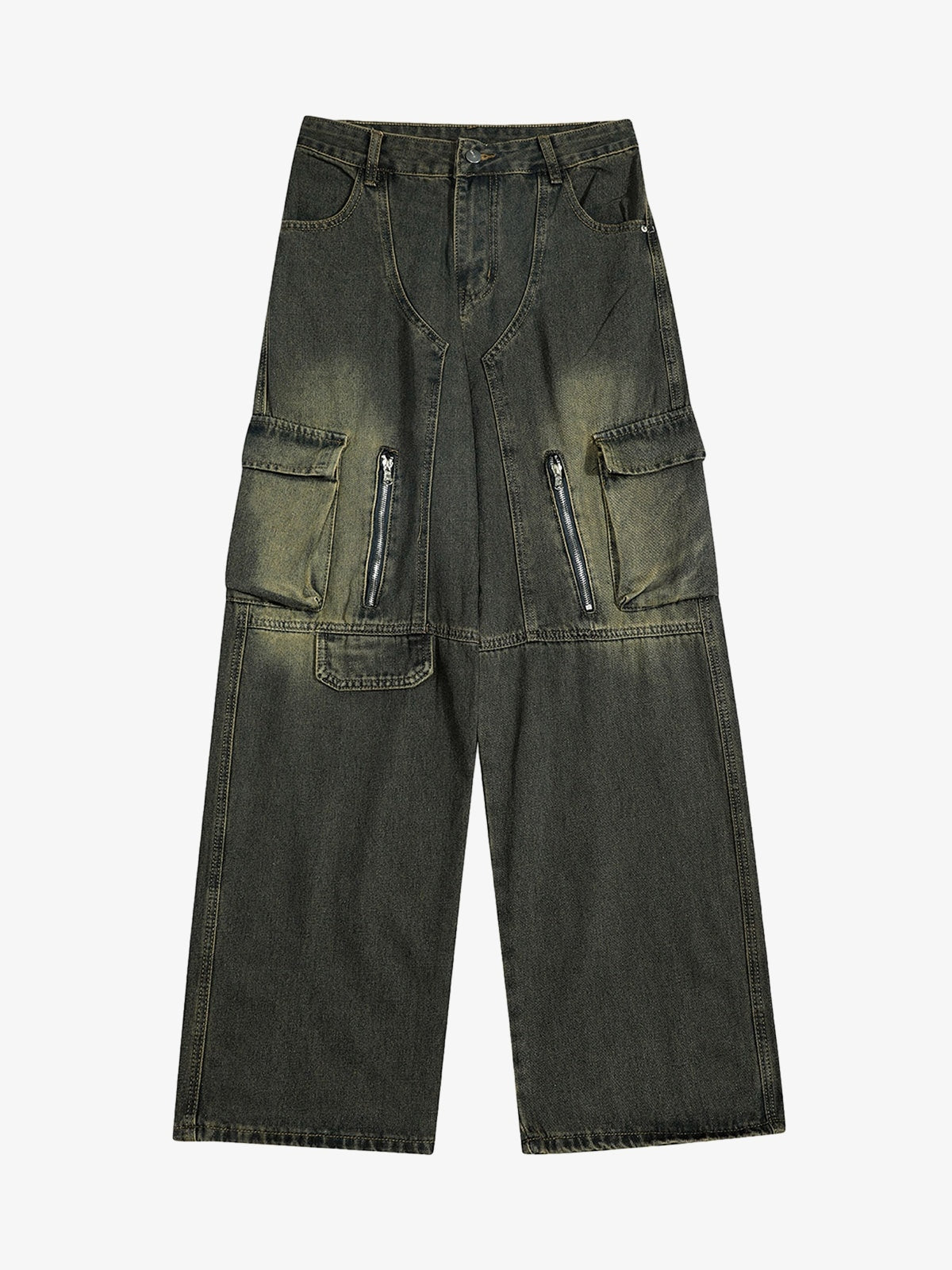 American Distressed Retro Multi-pocket Workwear Washed Jeans - Goatlv