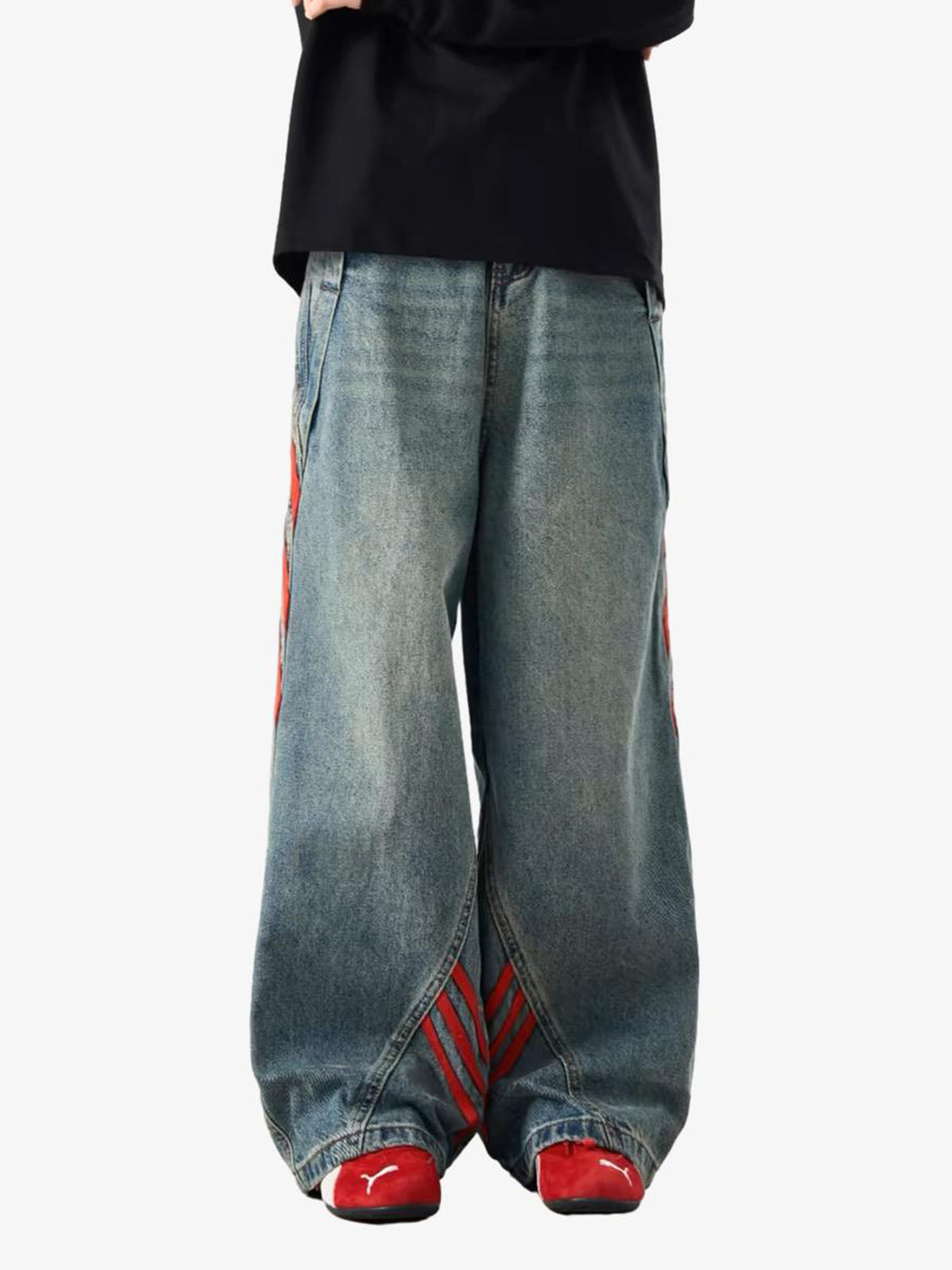 Goatlv American Retro Contrast Washed Jeans - Goatlv