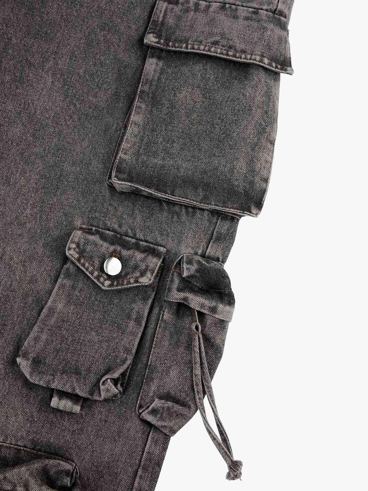 Goatlv Street Stitching Multi-Pocket Workwear Washed Jeans - 2209 - Goatlv