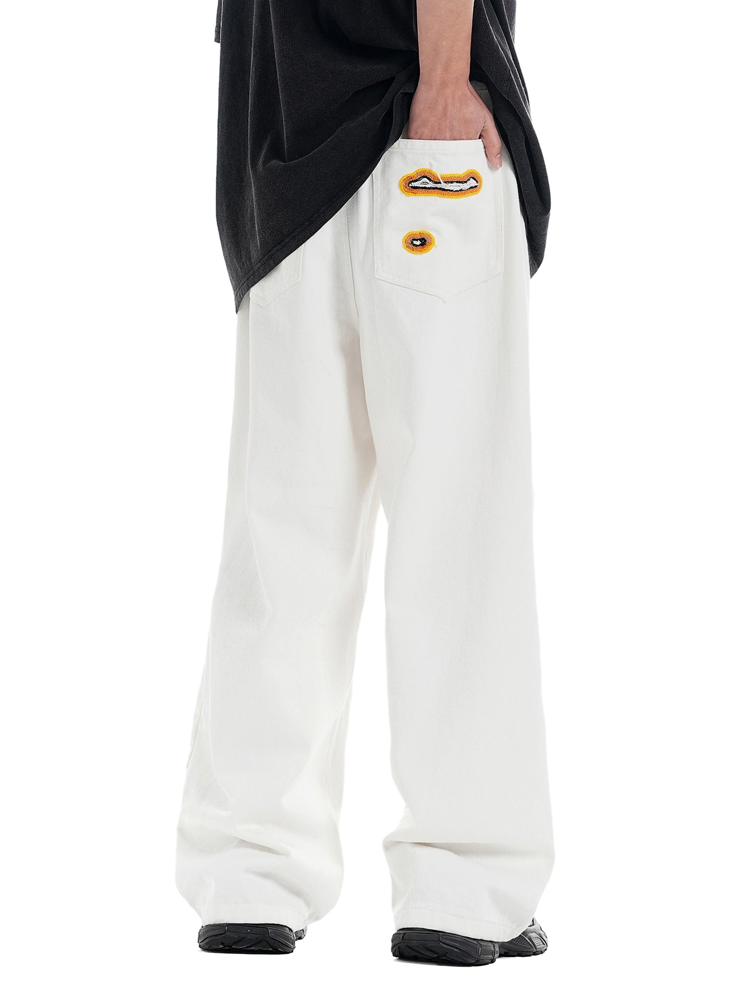 Street Flame Towel Embroidered Jeans - Goatlv