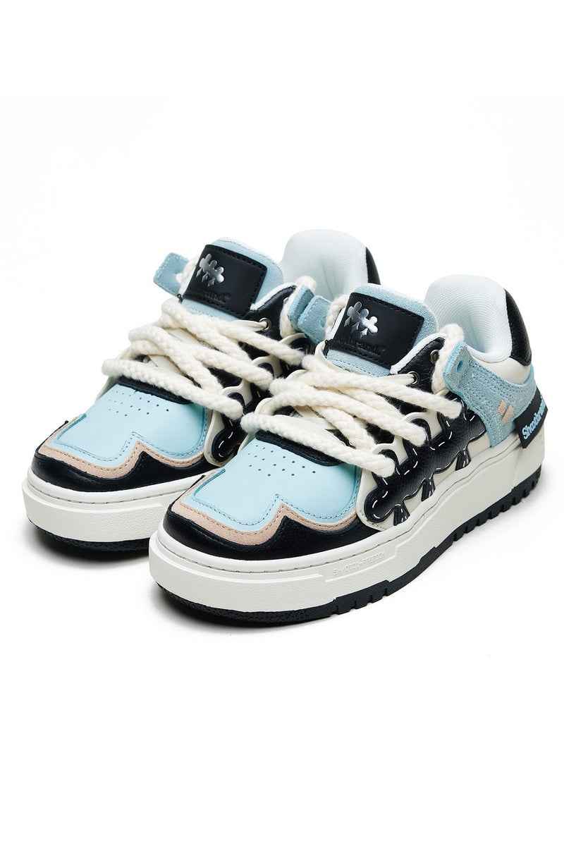 Platform Sneakers Light Blue Black White