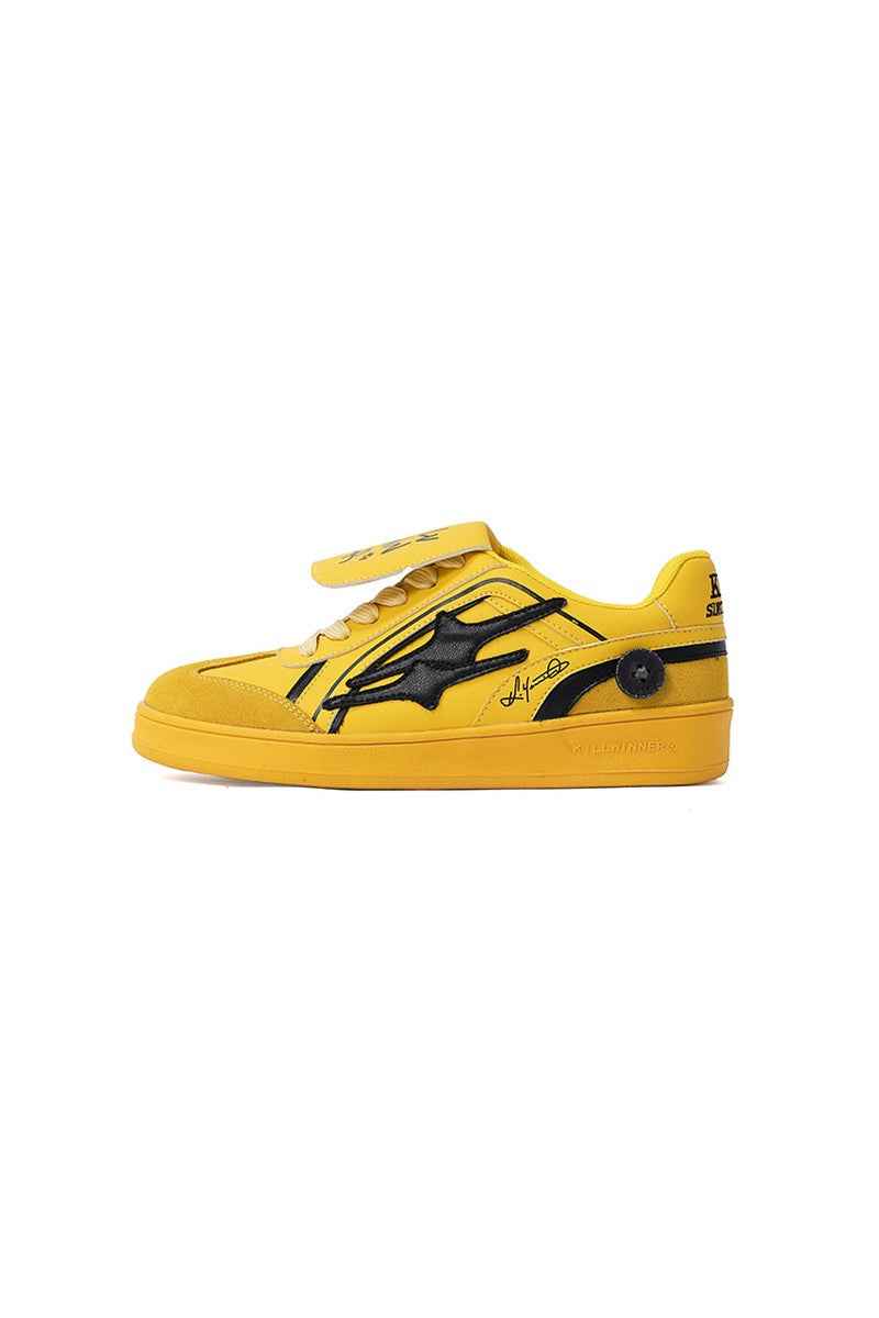 Yellow Velcro Court Sneakers with Black Logo