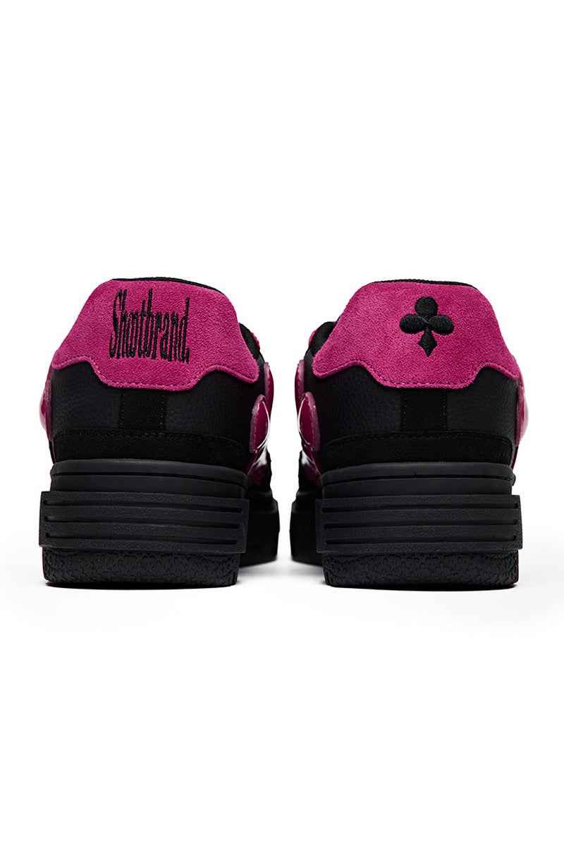 Patent Heart Platform Sneakers Black Pink