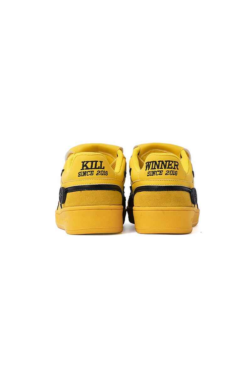 Yellow Velcro Court Sneakers with Black Logo