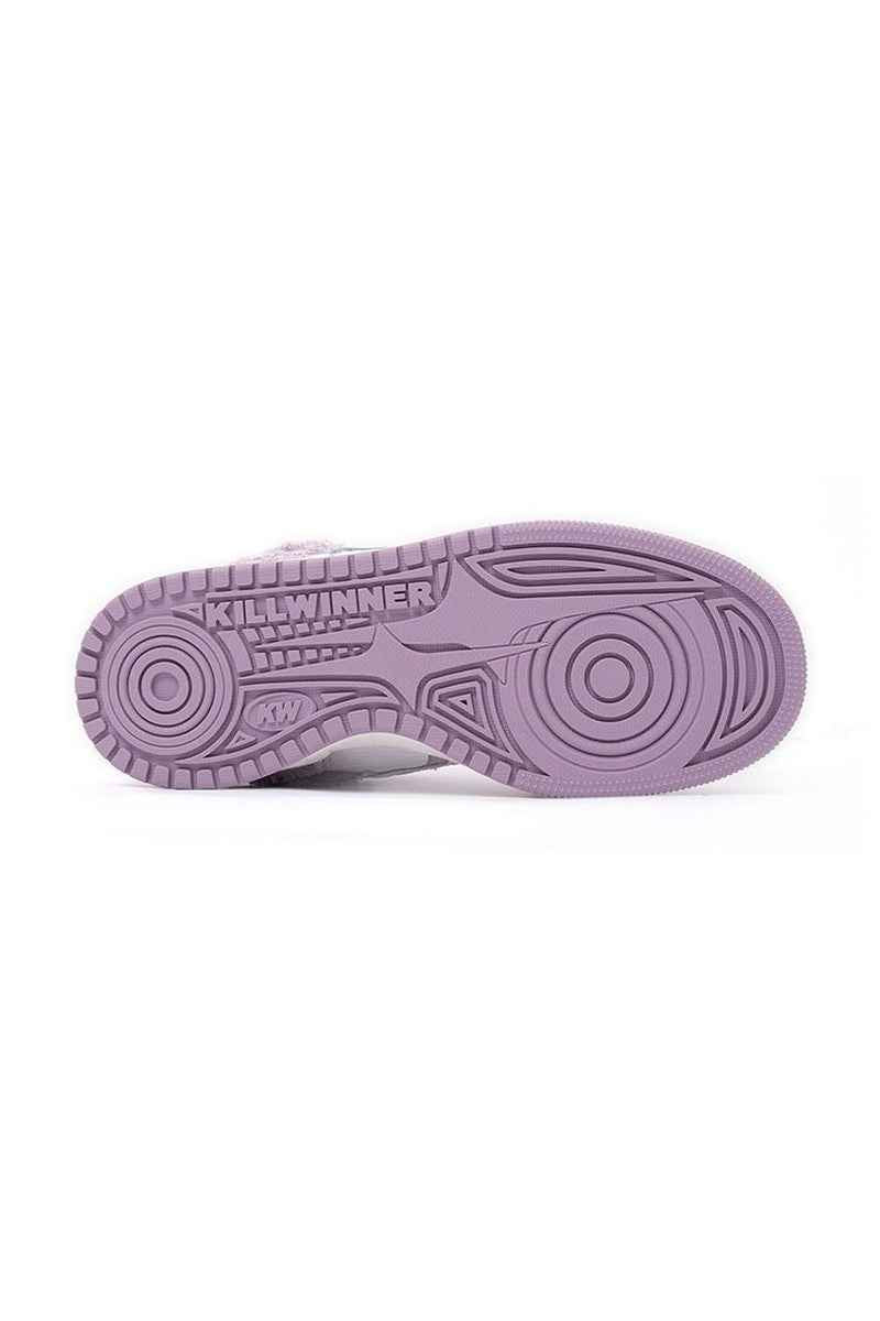 Fuzzy Low-Top Sneakers Lavender White