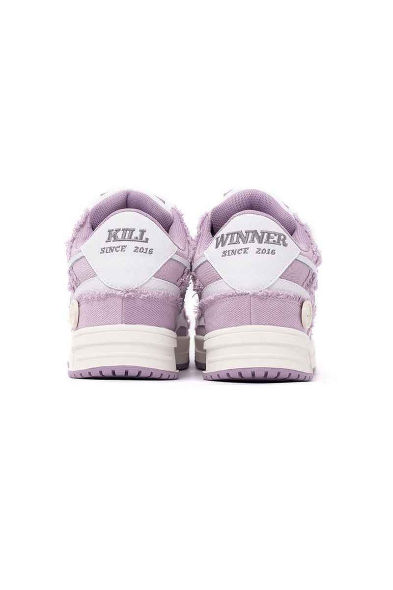 Fuzzy Low-Top Sneakers Lavender White